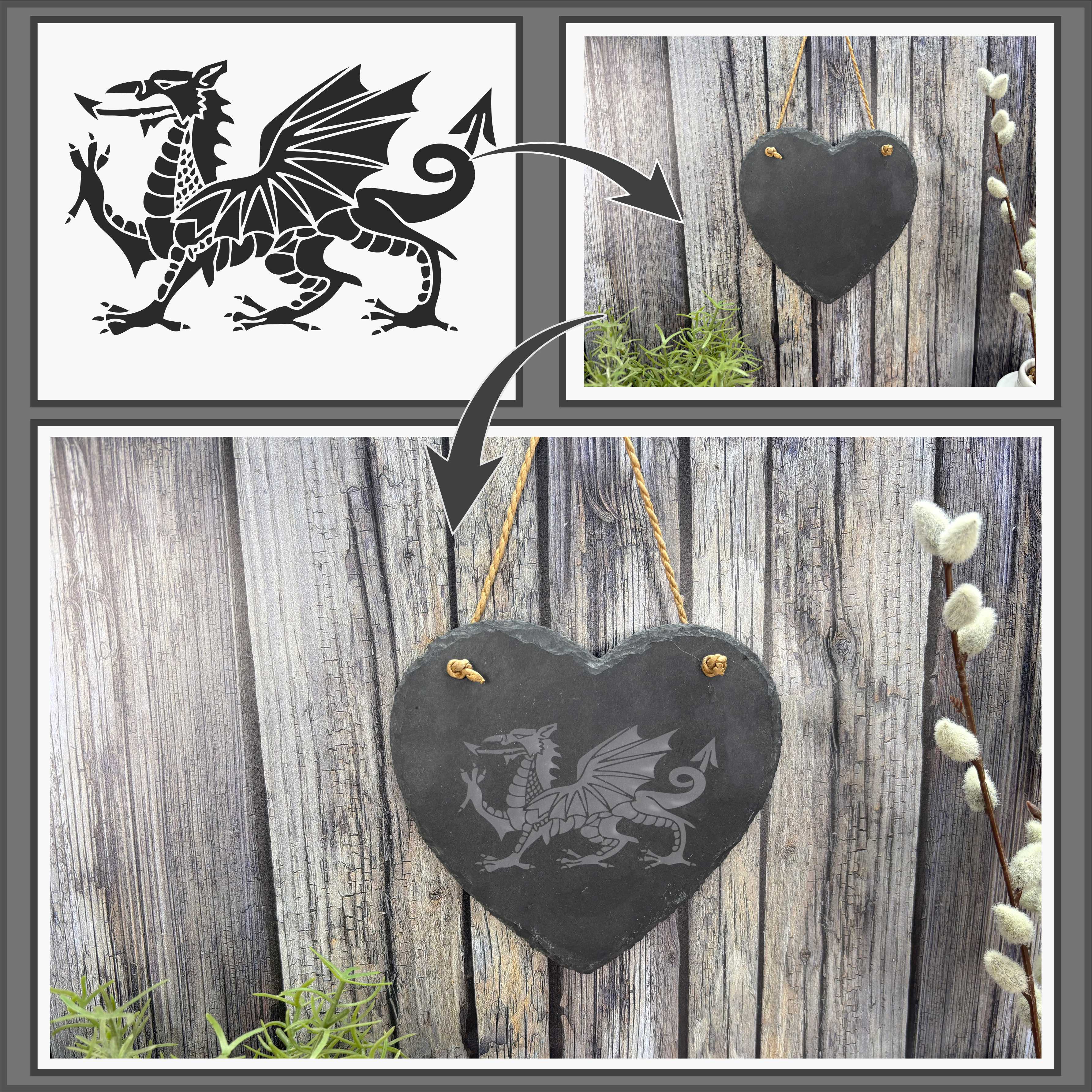 Hanging Slate Heart Plaque